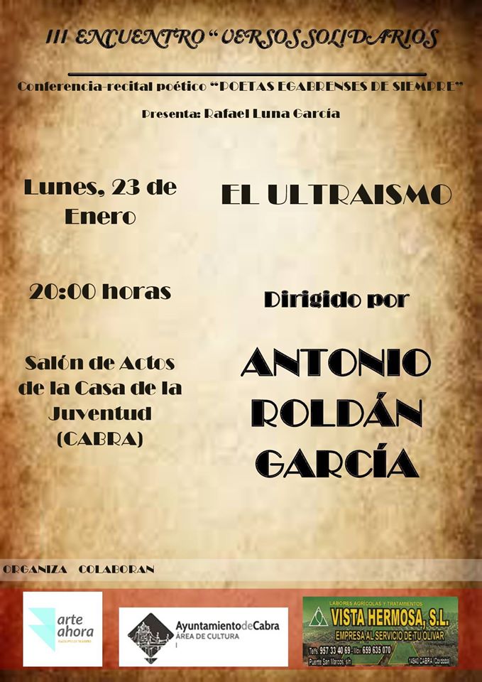 III encuentro Versos Solidarios y permio de poesia Ciudad de Cabra.